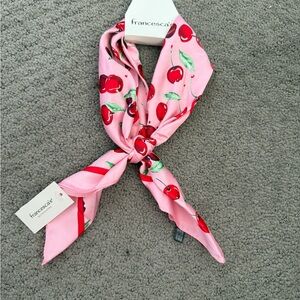 francesca's Pink Cherry Print Neck Bag Scarf NWT